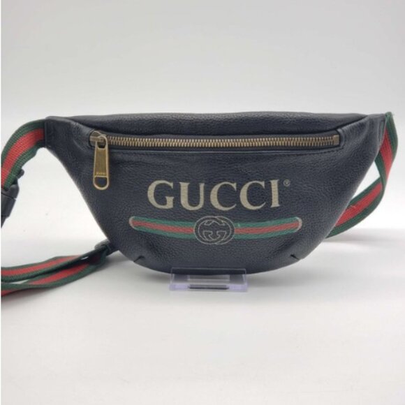 Gucci Handbags - Authentic Gucci Logo Belt Small Black Belt Bag 399-121224